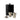 Black hip flask with two metal shot glasses and a funnel on a white background