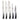 Set of five knives with black handles on a white background