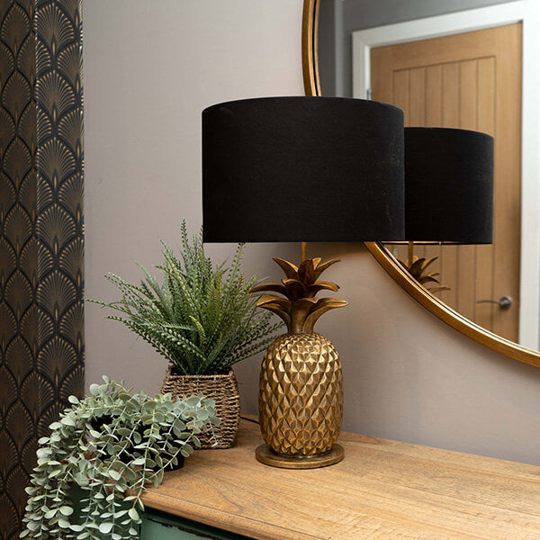 Glamorous Pineapple Gold Base Lamp with Black and Gold Shade – Madison ...