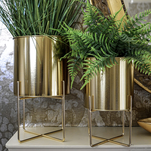 green and gold plant pot Large Gold Planter with Stand – Madison & Mayfair