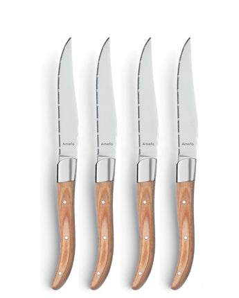 Amefa Royal Steak Lightwood 4 Piece Steak Knife Set