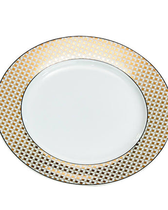 Black and Gold Patterned Dinner Plate