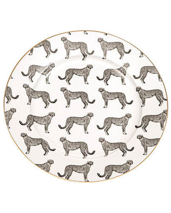 Black and White Leopard Print Dinner Plate