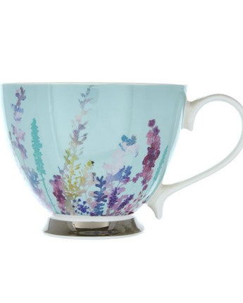 Blue Floral Mug with Silver Electroplated Foot