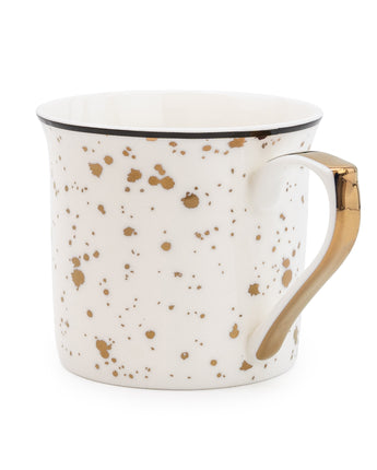 White and Gold Speckled Mug with a White Handle