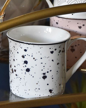 White and Gold Speckled Mug with a White Handle