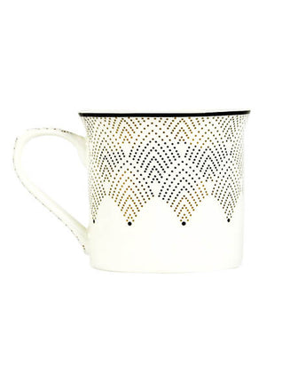 Black and Gold Patterned Mug Bone China