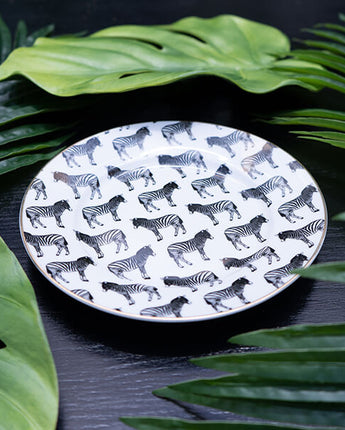 Art Deco, Black and White Zebra Print Side Plate