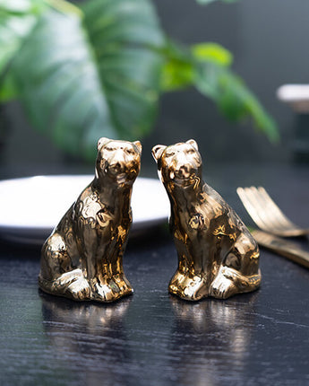 Art Deco Gold Leopard Salt and Pepper Shakers