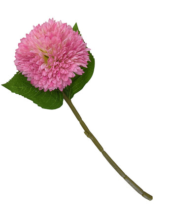 Bliss Pink and White Lifelike Faux Chrysanthemum with a Single Green Stem