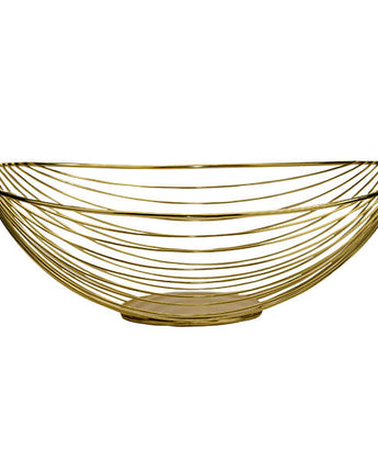 Art Deco Style Large Wire Bowl - Gold