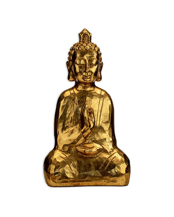 Serene Gold Buddha Carved Statue