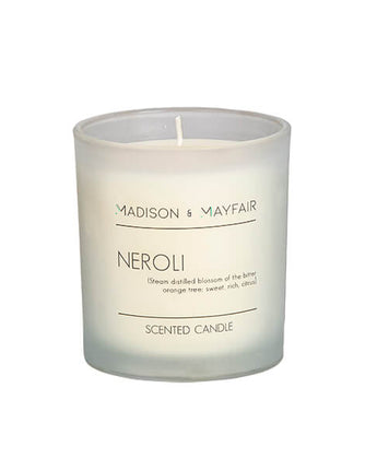 Neroli Cotton Scented Candle in a Frosted Glass Jar