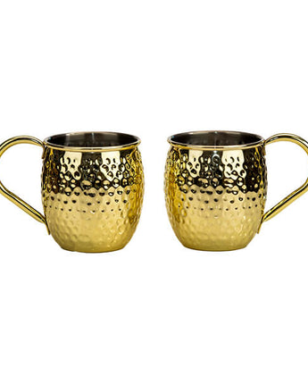 Set of Two Art Deco Gold Moscow Mule Mugs