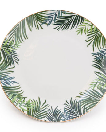 Set of Four Emerald Green Eden Decal Dinner Plates