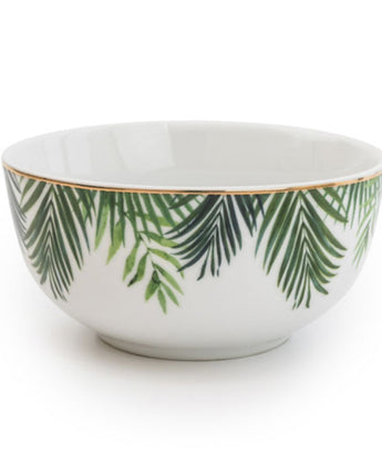 Set of Four Emerald Green Eden Decal Rice Bowls