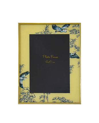 Radiant Gold Glass Photo Frame in Majestic Heron Design