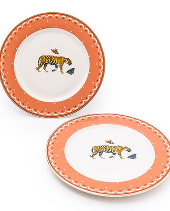 Set of two Tiger Print Side Plates with a Gift Box