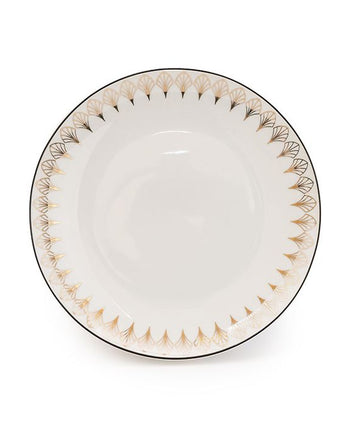 Set of Four Black and Gold Coupe Dinner Plates