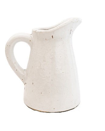 Graceful White Jug Vase with Tilted Spout for Flowers