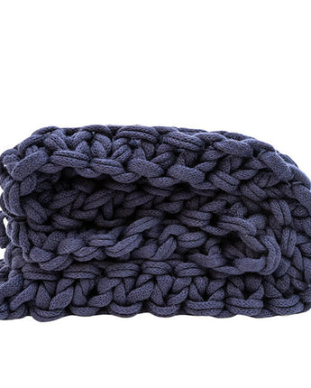 Chunky Knit Throw Blanket in a Navy Blue