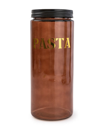 Vintage Style Glass "Pasta" Storage Jar in Amber Gold