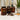 Set of Three Vintage Labelled Glass Storage Jars in Amber Gold