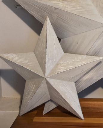 38cm 3D MDF Star - Grey Wash