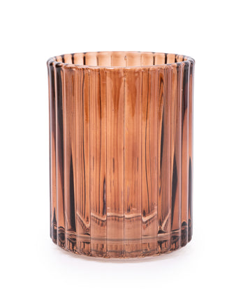 Ridged Glass Tumbler in Warm Amber Tone, 10CM