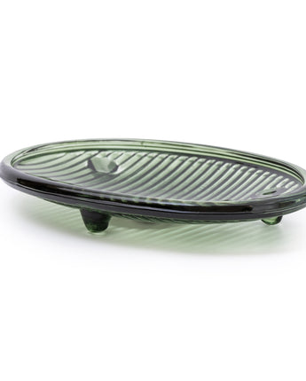 Elegant Glass Soap Dish in Vibrant Green, 15.3CM