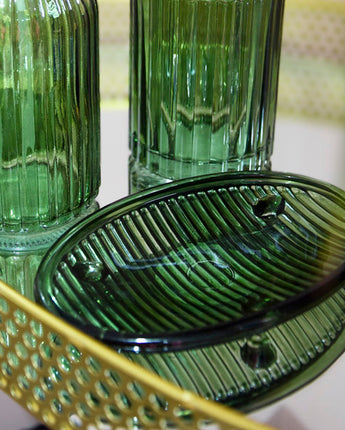 Elegant Glass Soap Dish in Vibrant Green, 15.3CM