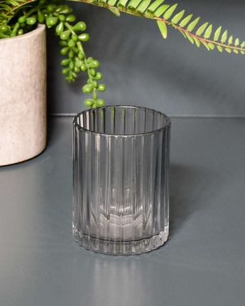 Ridged Glass Tumbler in Subtle Grey Shade, 10CM