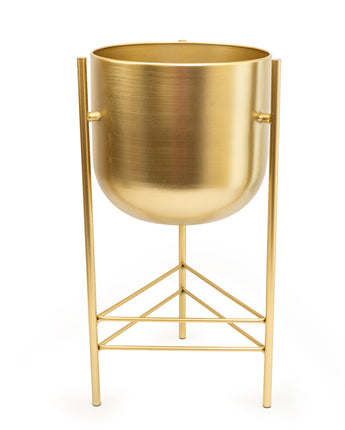 Small - Gold Metal Planter on Elegant Stand