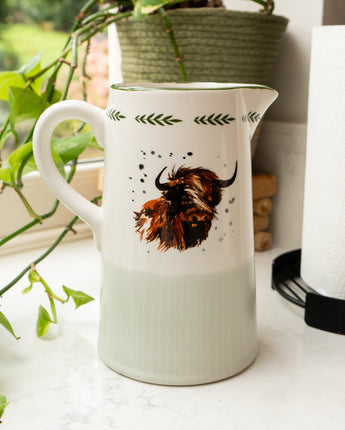 Elegant Highland Cow Ceramic Jug