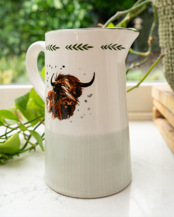 Elegant Highland Cow Ceramic Jug