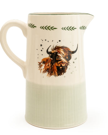 Elegant Highland Cow Ceramic Jug