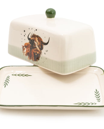 Charming Highland Cow Ceramic Butter Dish