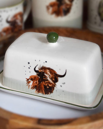 Charming Highland Cow Ceramic Butter Dish