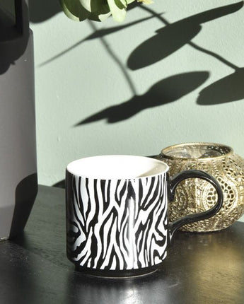 Straight Sided Mug Zebra Black/White