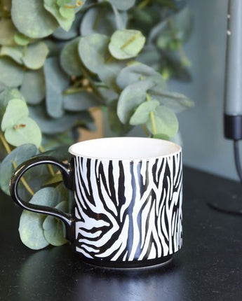 Straight Sided Mug Zebra Black/White