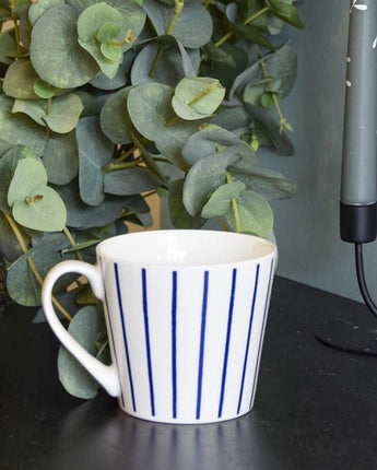 Wide Mug Nautical Blue Stripe