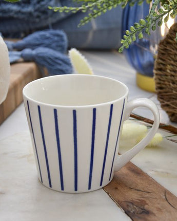 Wide Mug Nautical Blue Stripe