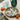 30cm Round Tray with Enamel Inlay Orange Blossom - White