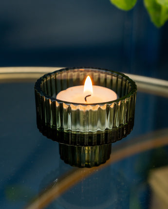 Versatile Green Glass Tealight & Candleholder