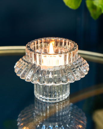 Elegant Dual-Sided Glass Tealight Candleholder