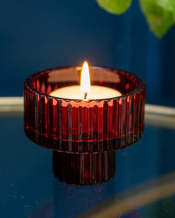 Versatile Red 2-Way Glass Tealight/Candle Holder