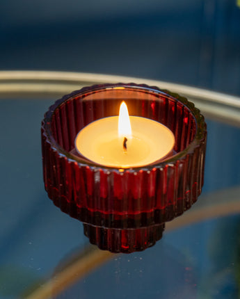 Versatile Red 2-Way Glass Tealight/Candle Holder