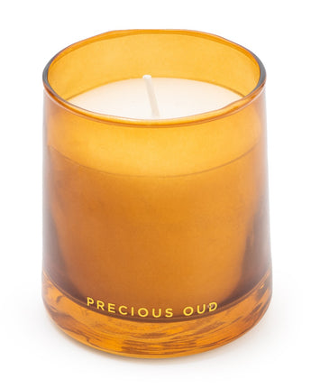 Amber Tapered Glass Candle Holder with 5% Precious Oud Scent