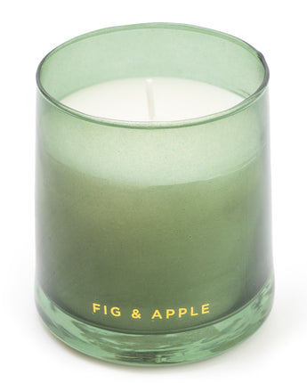 Green Tapered Glass Candle Holder with Fig & Apple Scent