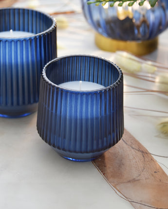 Midnight Pomegranate Bliss: Blue Ridged Candle